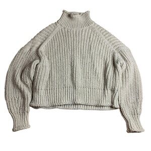 H&M Chunky Rib-Knit Oversized Turtleneck Sweater Beige XXL